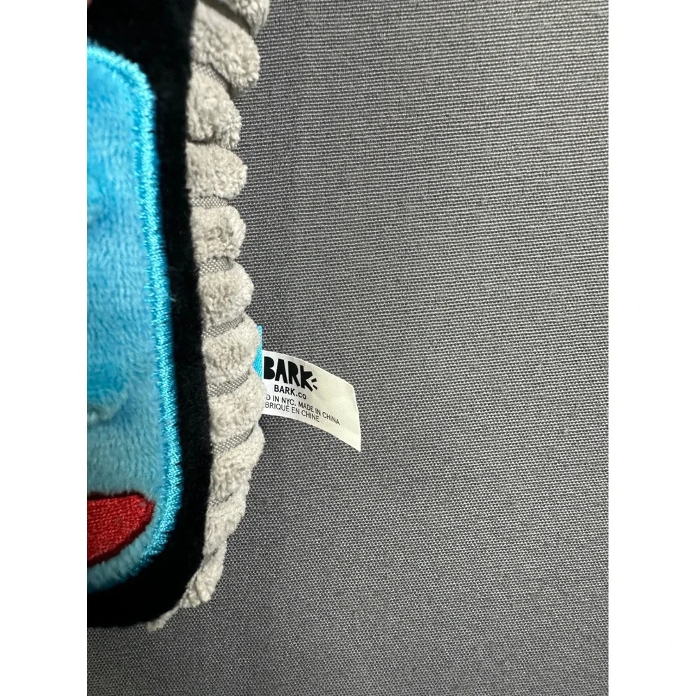 BarkBox Petlicks Remote Control Plush Squeaker Dog Toy Black‎ Grey Corduroy Side